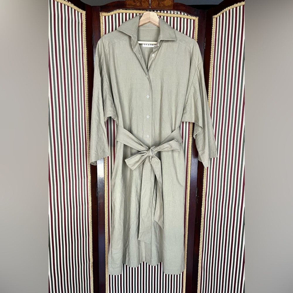 Ovate Linen Belted Shirt Dress — Handmade